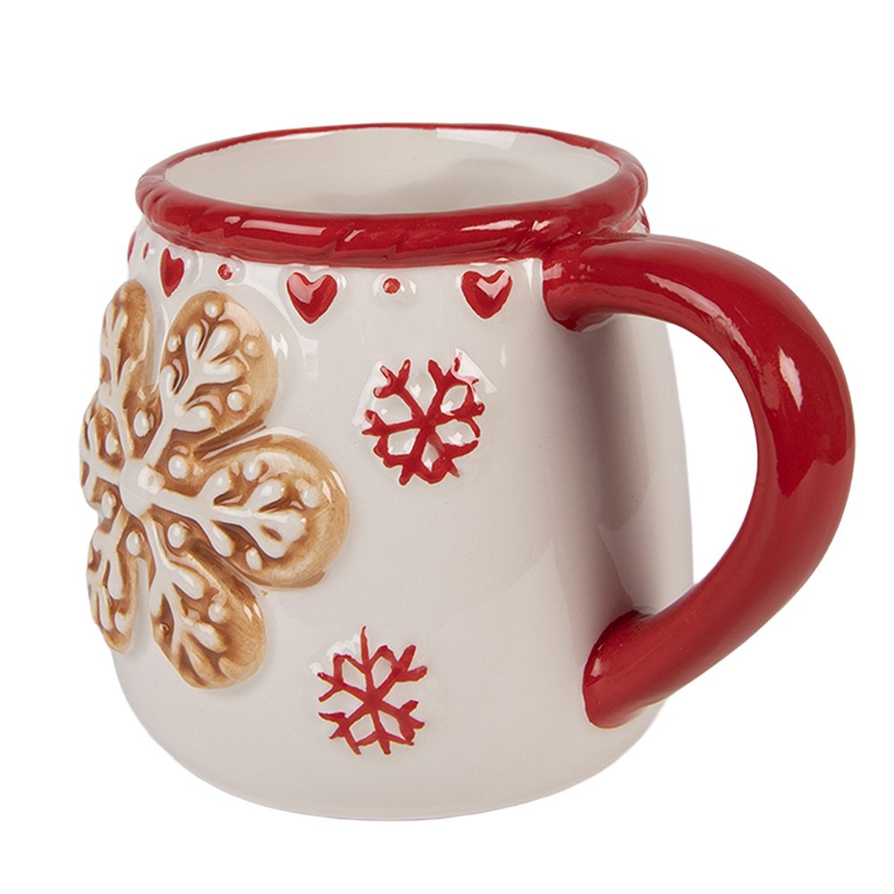 Mok 375 ml Wit Keramiek Sneeuwvlokken