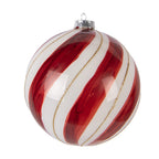 Kerstbal Ø 15x15 cm Rood Wit Glas