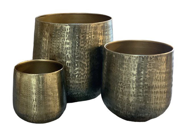 Karakter pot oud goud handgeslepen set3