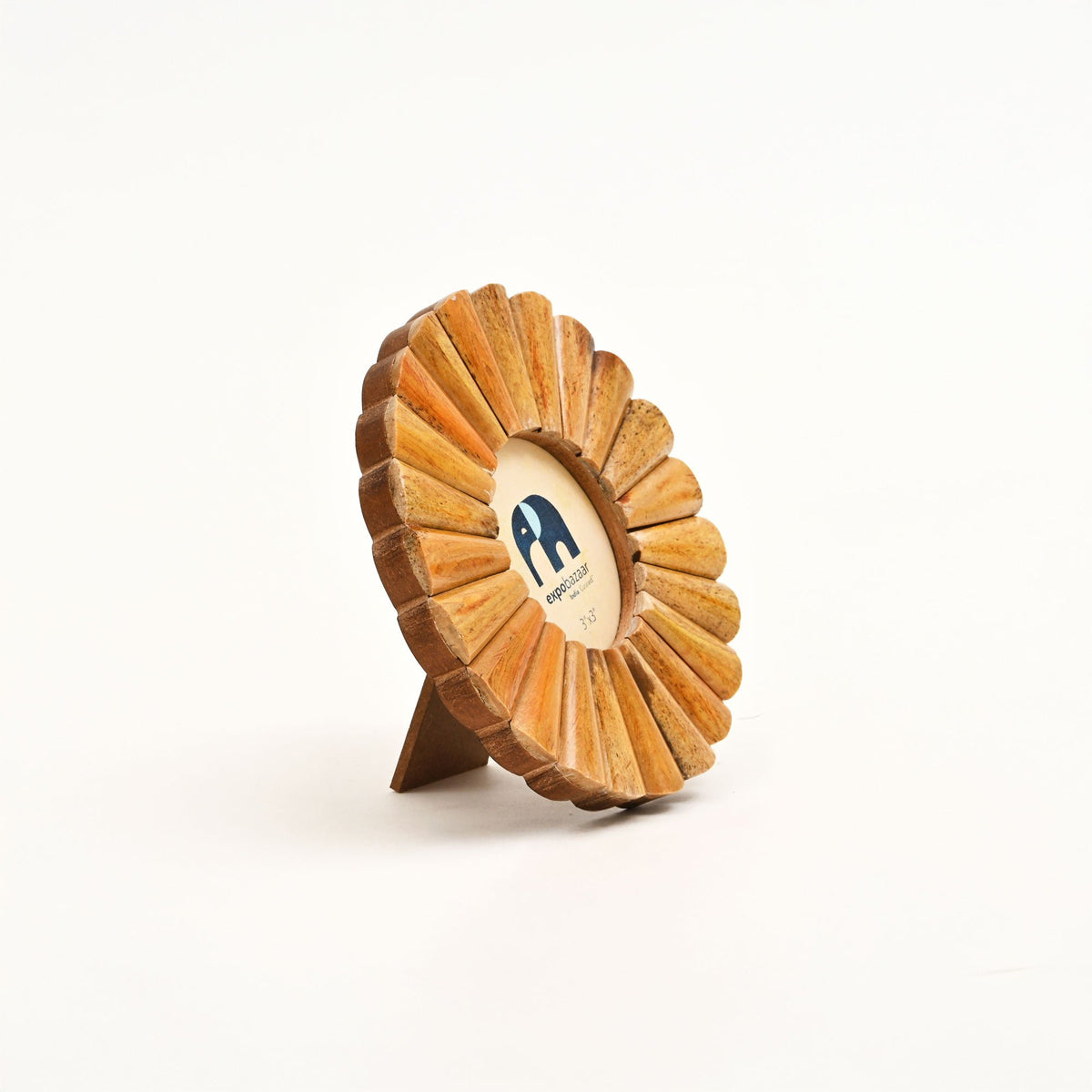 Zonnebloem ronde fotolijst - bruin - decoratief ontwerp