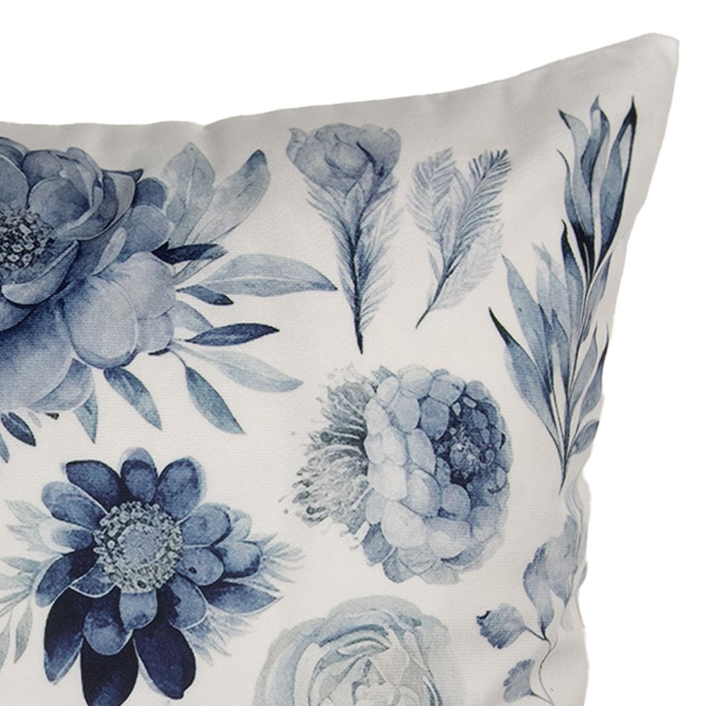 Sierkussen 45x45 cm Wit Polyester Bloemen Kussenhoes met Kussenvulling