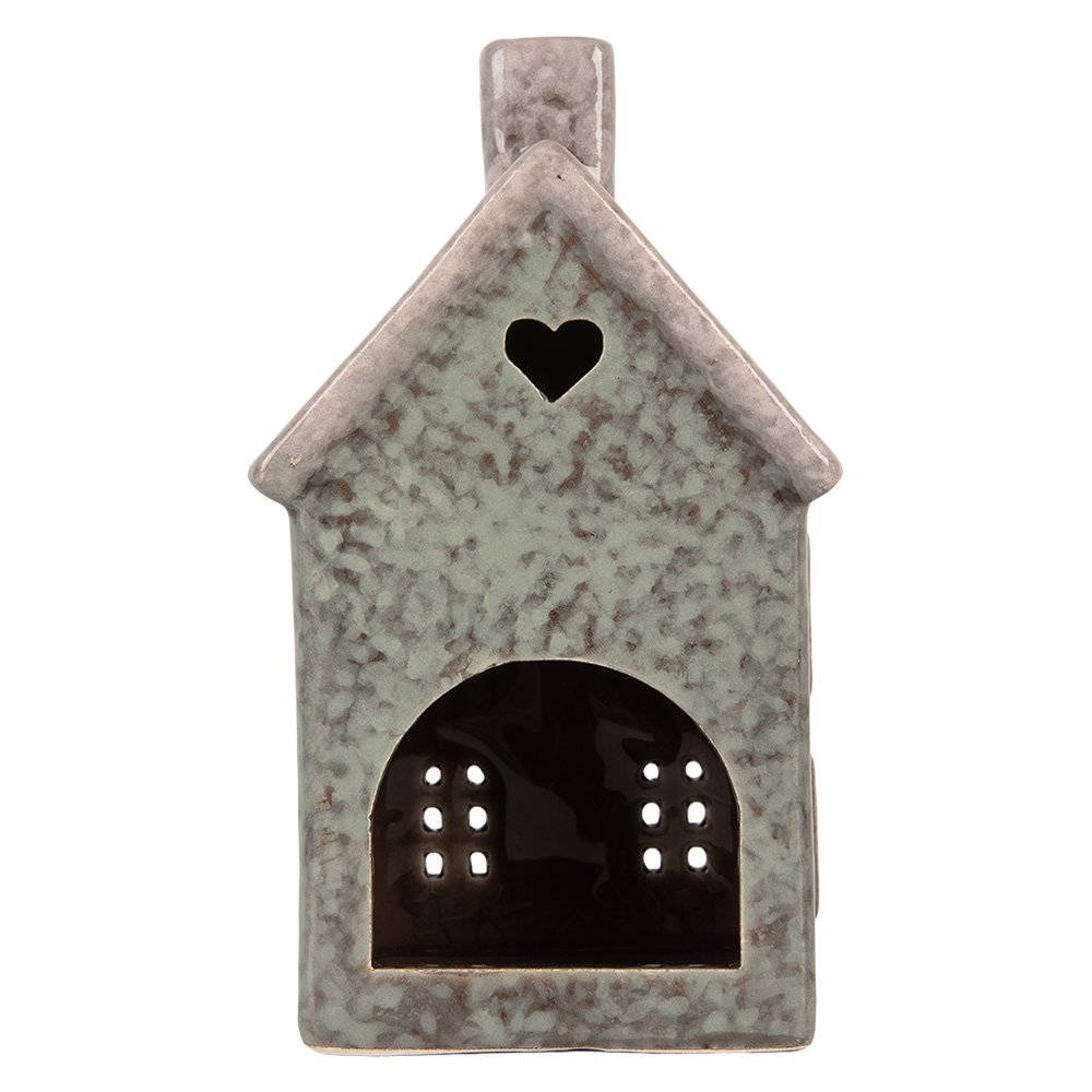 Waxinelichthouder Huis 8x7x14 cm Groen Keramiek