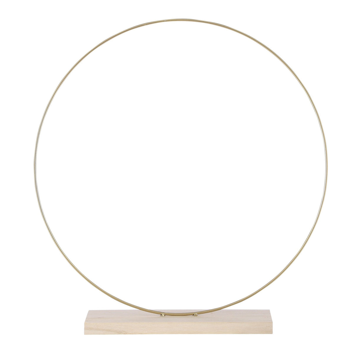 Metalen deko ring op houten voet 55cm goud