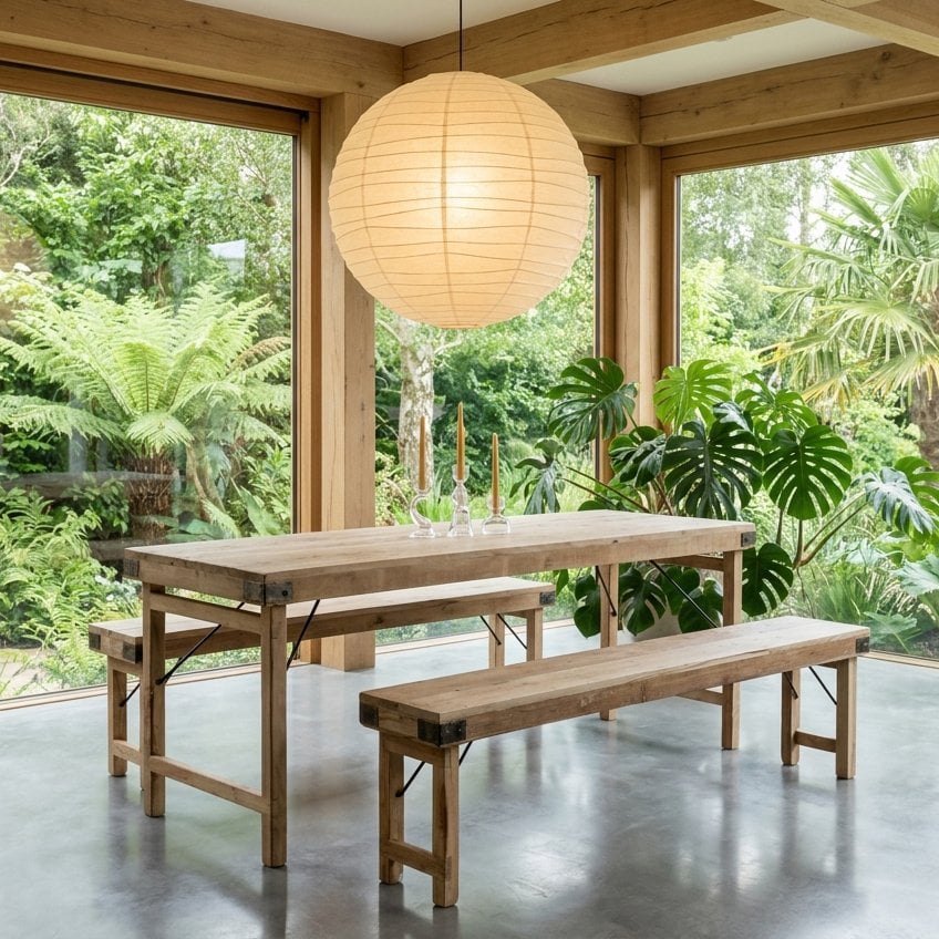 Limewash inklapbare markttafel/eettafel - 172x60x76 cm