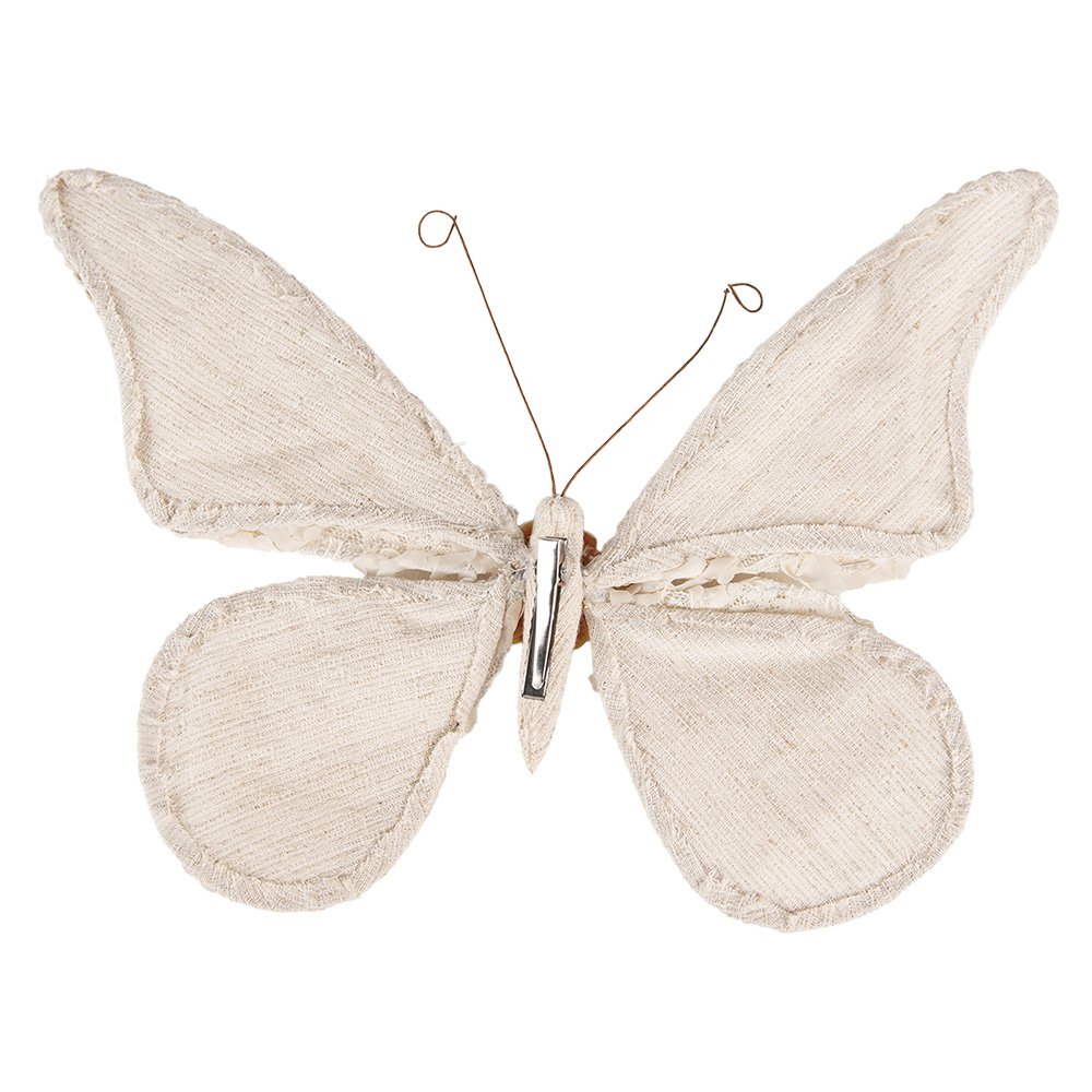 Decoratie Vlinder 30x3x24 cm Beige Synthetisch