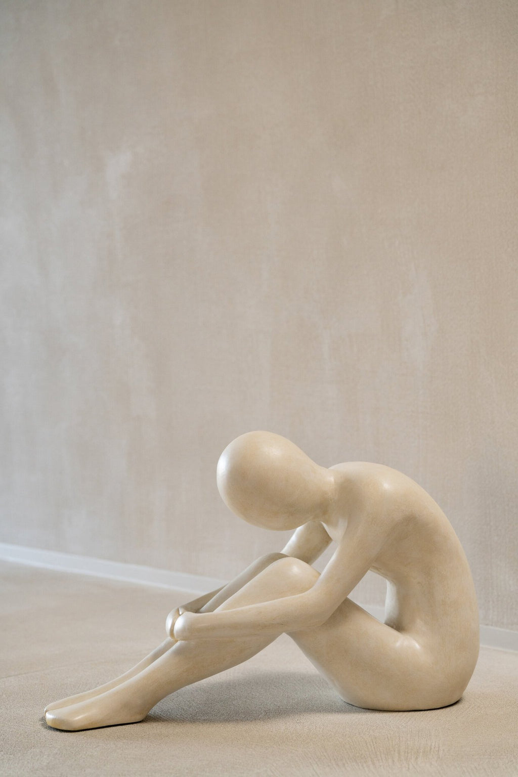 J-Line Abstracte mannenfiguur - polyresin - gebroken wit