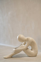 J-Line Abstracte mannenfiguur - polyresin - gebroken wit