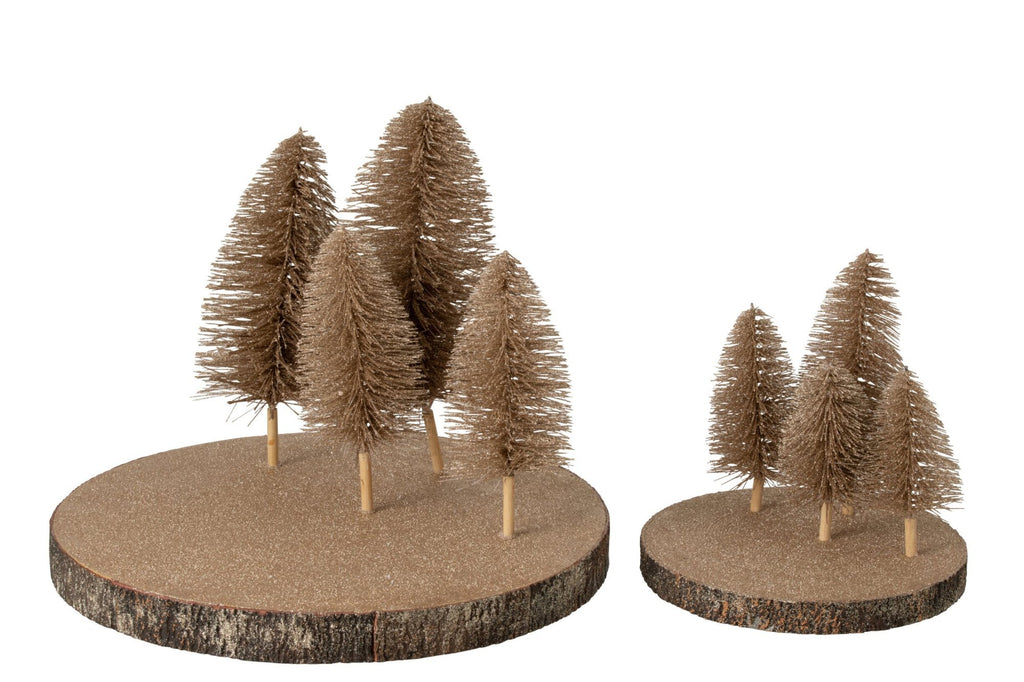 J-Line dienblad Glitterbomen - boomschors - bruin - L