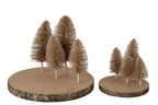 J-Line dienblad Glitterbomen - boomschors - bruin - L
