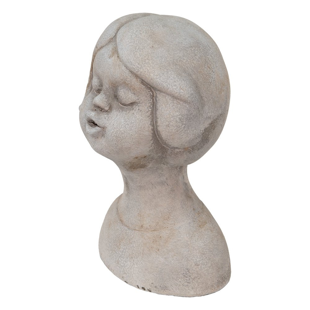 Buste meisje 11x10x18 cm beige steen