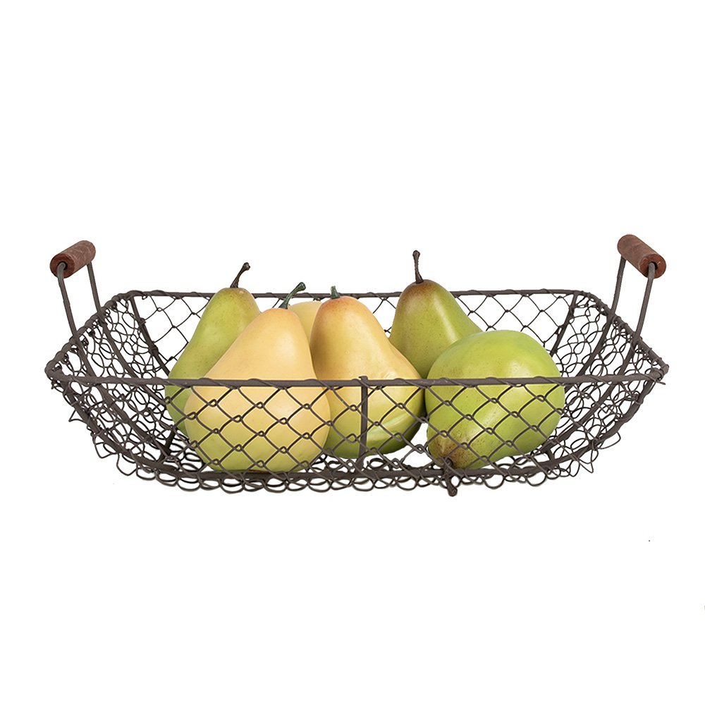 Opbergmand 32x26x12 cm Bruin Metaal Keuken Mandjes