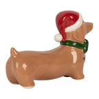 Kerstdecoratie Beeld Hond 15x5x11 cm Bruin Porselein
