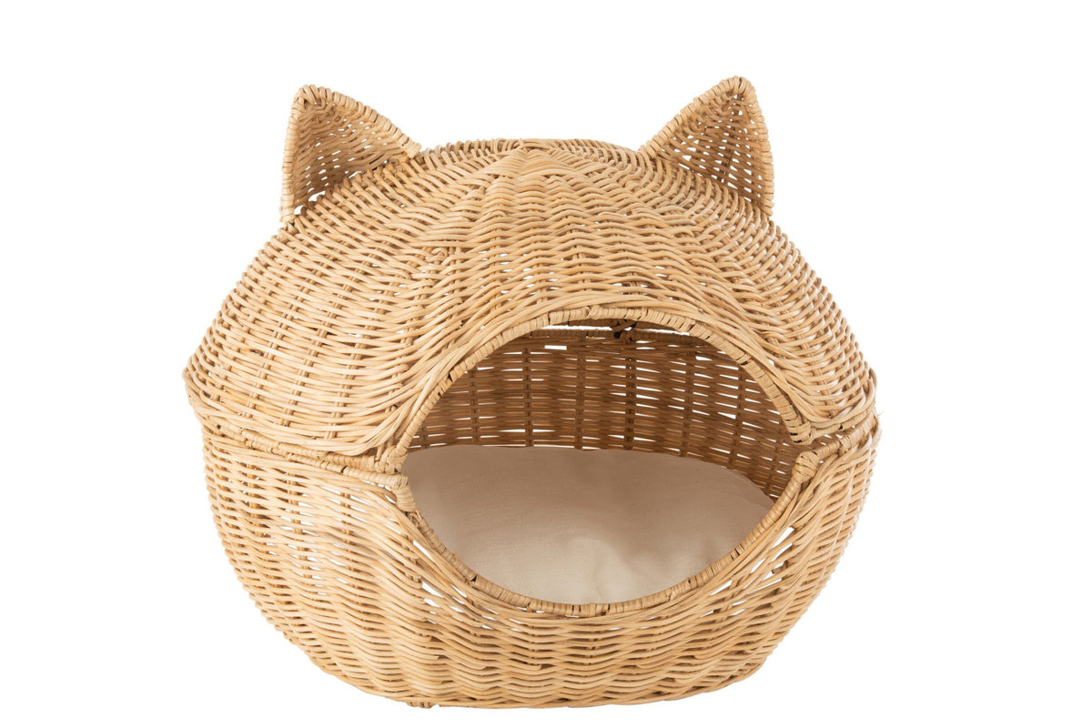 J-Line Kattenmand+Kussen Rotan Licht Naturel