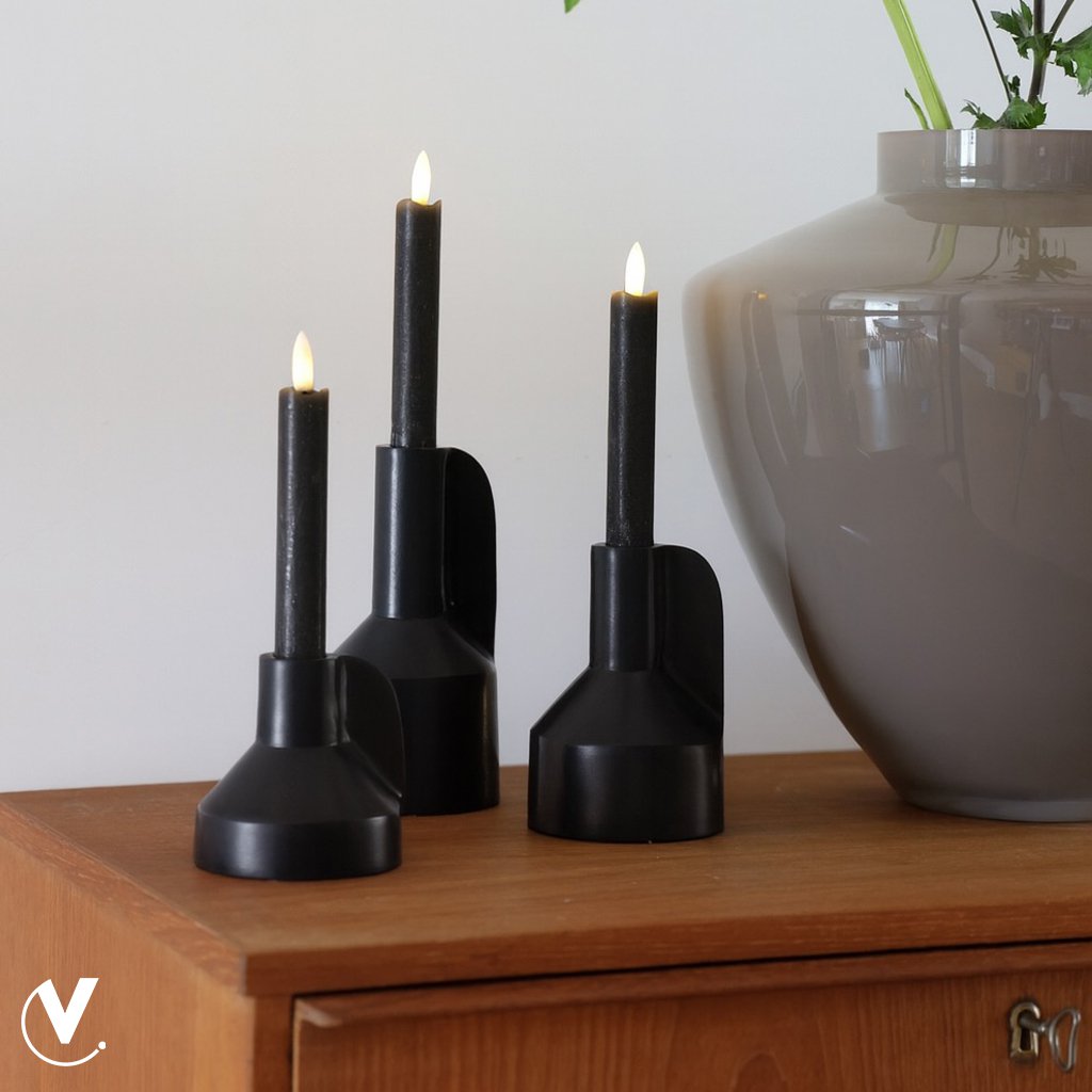 Kaarshouder - Alota black Ø9 x H17/13/9 cm - set van 3