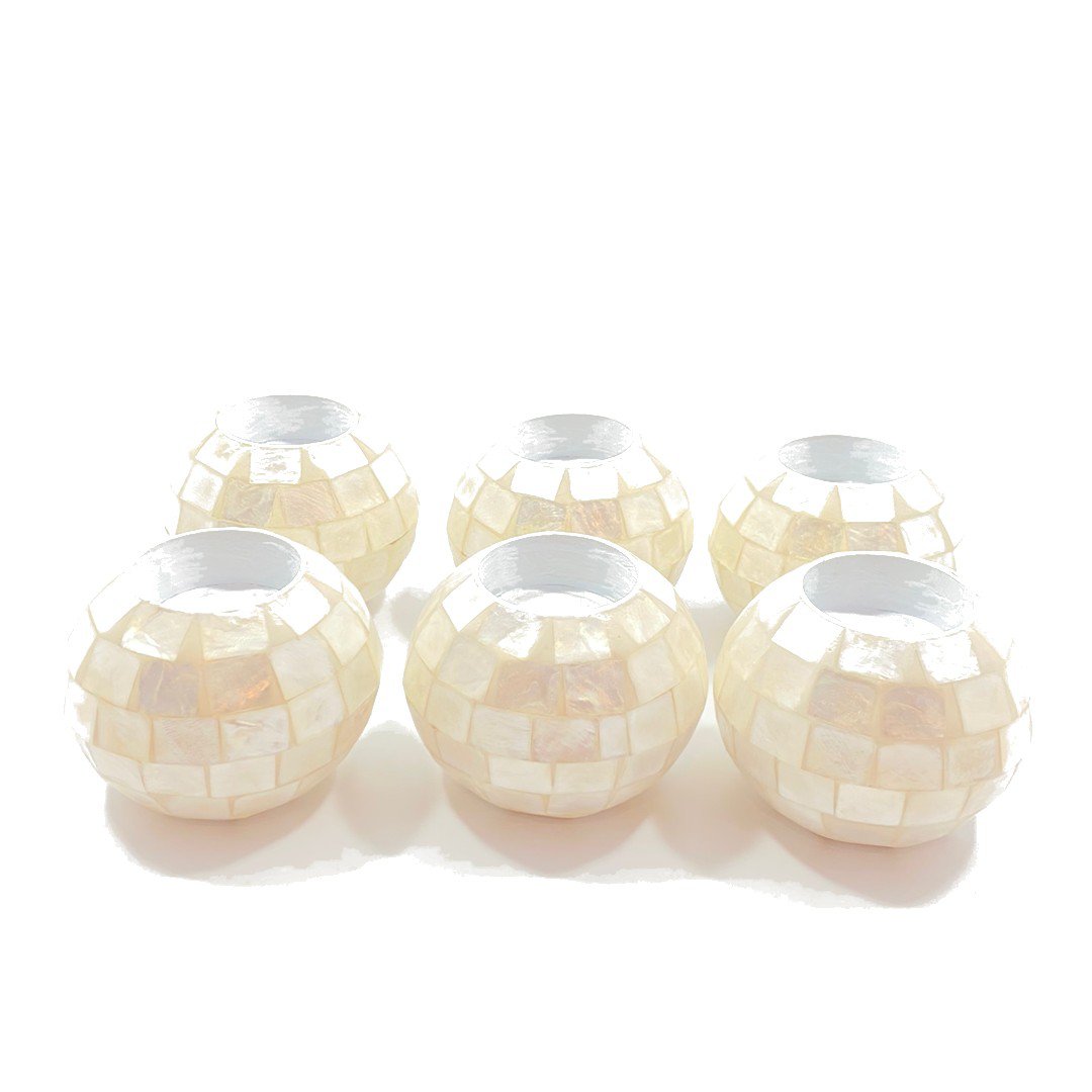 Set schelpen waxinelichtjeshouders wit