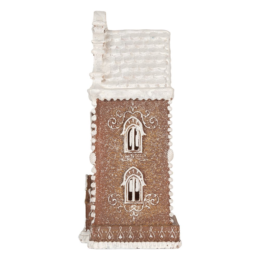 Gingerbread house met LED 17x15x35 cm Bruin Kunststof