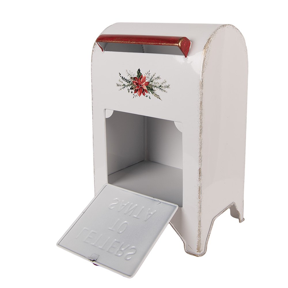 Kerstdecoratie Beeld Brievenbus 20x14x30 cm Wit Metaal