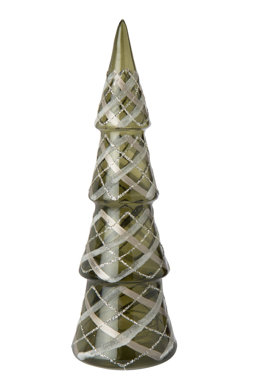 J-Line Boom met ruitmotief - glas - donkergroen/goud - large