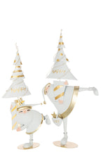 J-Line figuur Kerstman Boom - ijzer - goud/wit - L - LED lichtjes