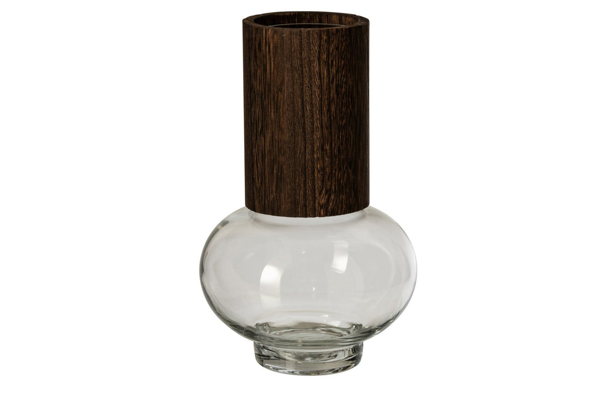 J-Line Vaas Jim - glas - donkerbruin/transparant - large