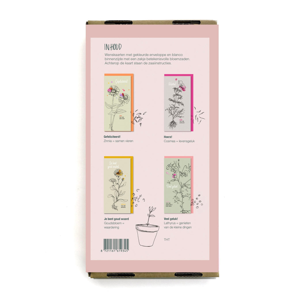 Cadeaubox wenskaarten met zaden 'Vrolijkheid'