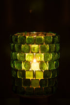 J-Line Theelicht Vierkant Mozaiek Glas Groen Large