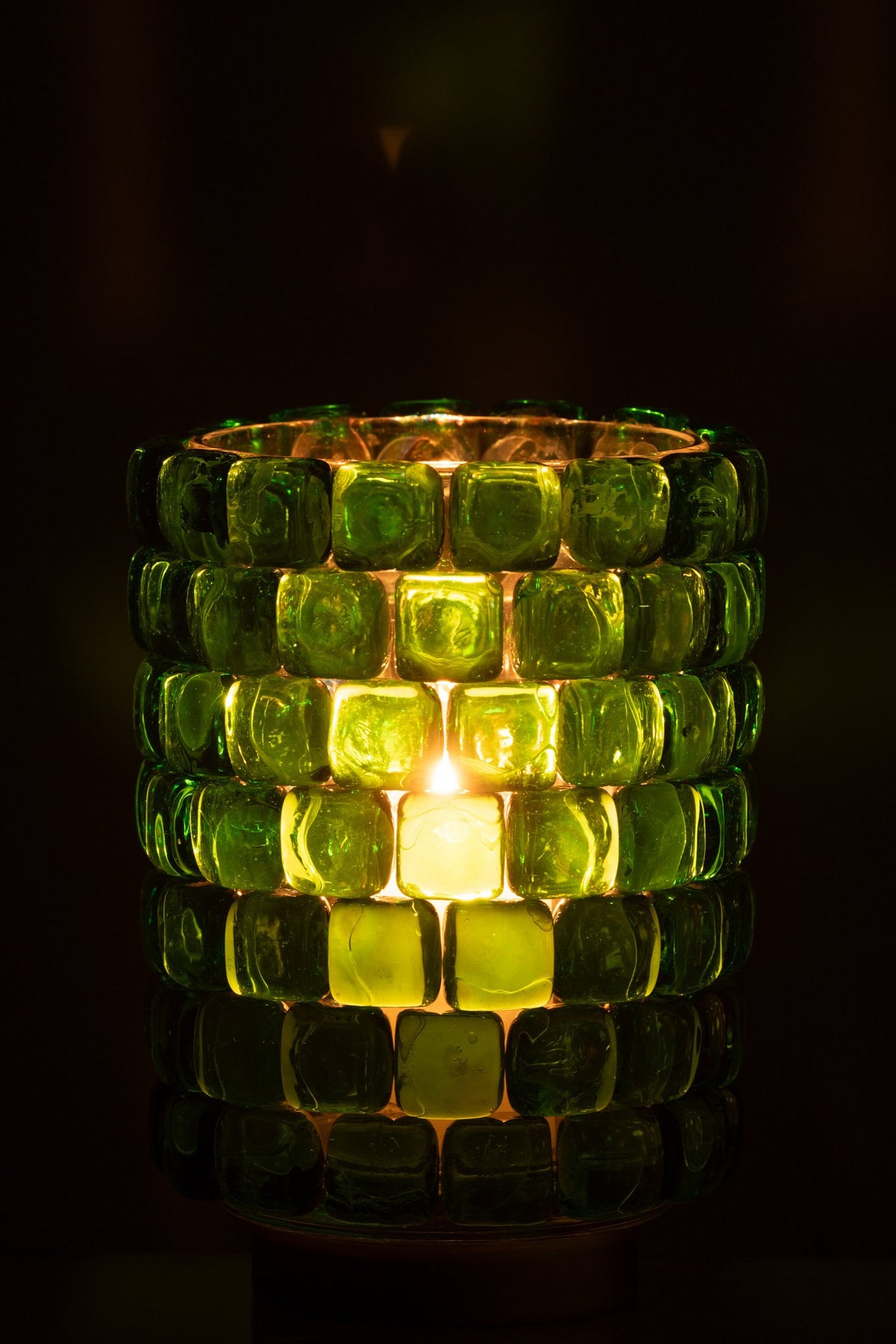 J-Line Theelicht Vierkant Mozaiek Glas Groen Large