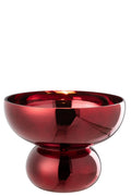 J-Line Windlicht Op Voet Afgerond Glas Donkerrood