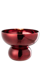 J-Line Windlicht Op Voet Afgerond Glas Donkerrood