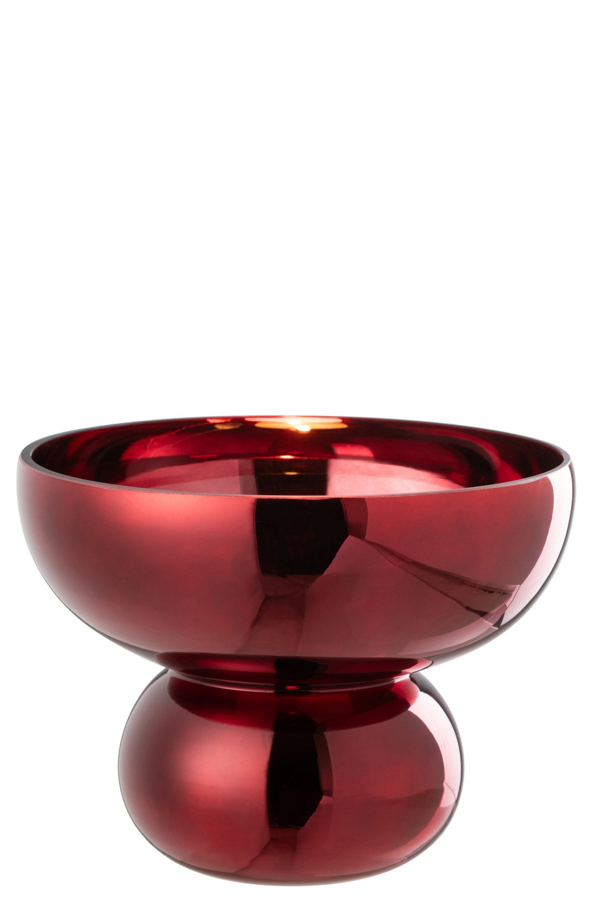 J-Line Windlicht Op Voet Afgerond Glas Donkerrood