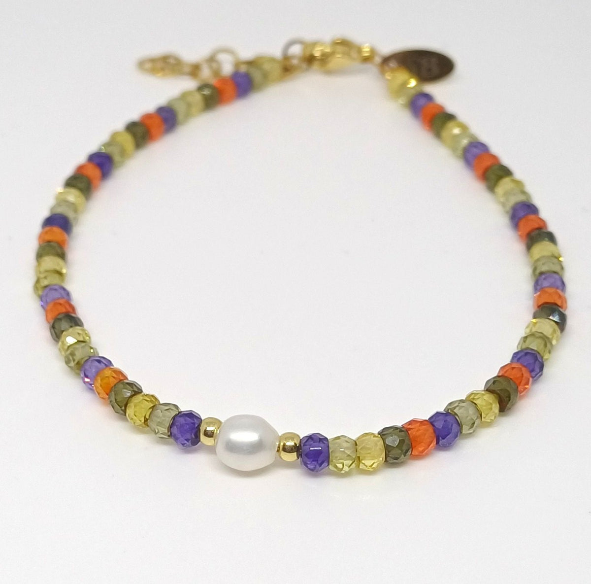 Zirkonia armband met zoetwaterparel