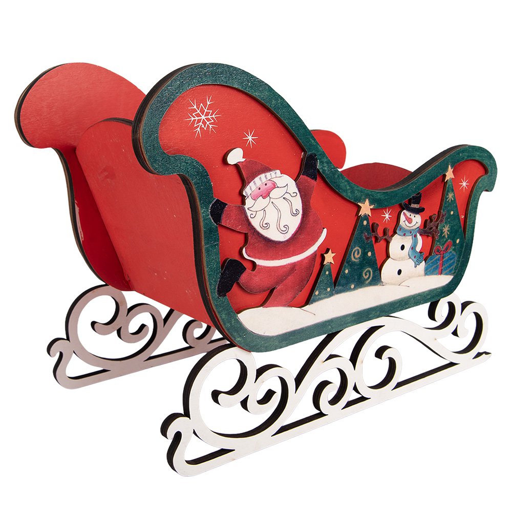 Kerstdecoratie Beeld Slee Rood Hout