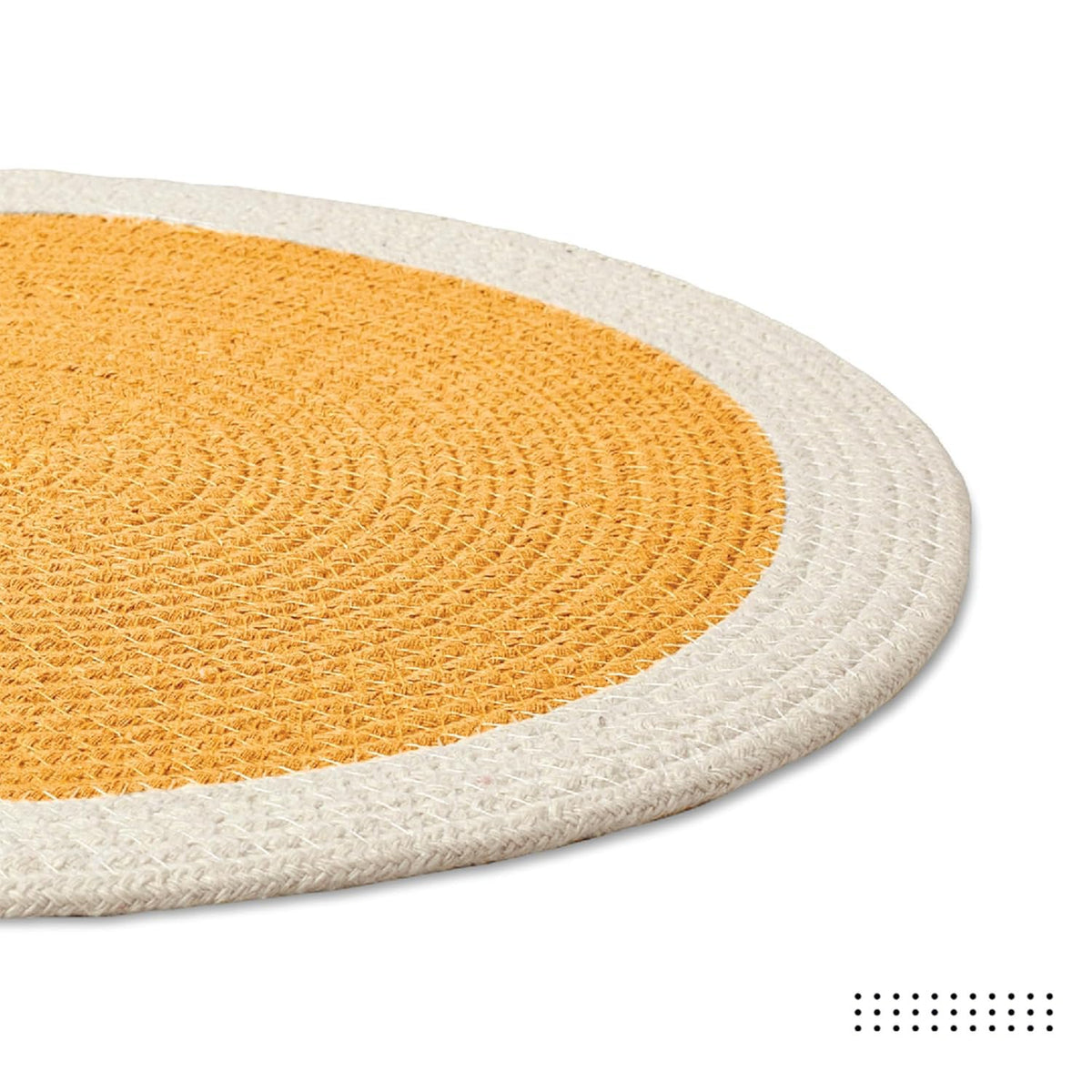 Eettafelmatten – geribbeld katoen, hittebestendig – 32 cm rond, set van 4
