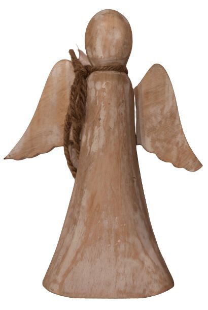 Houten engel 20x15cm white wash