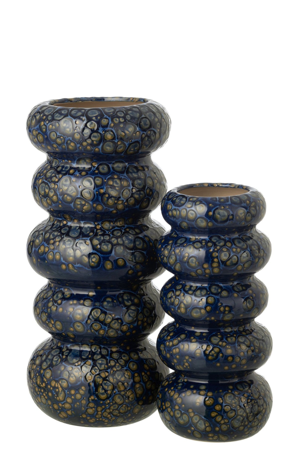 J-Line vaas Ringen - porselein - donkerblauw - L