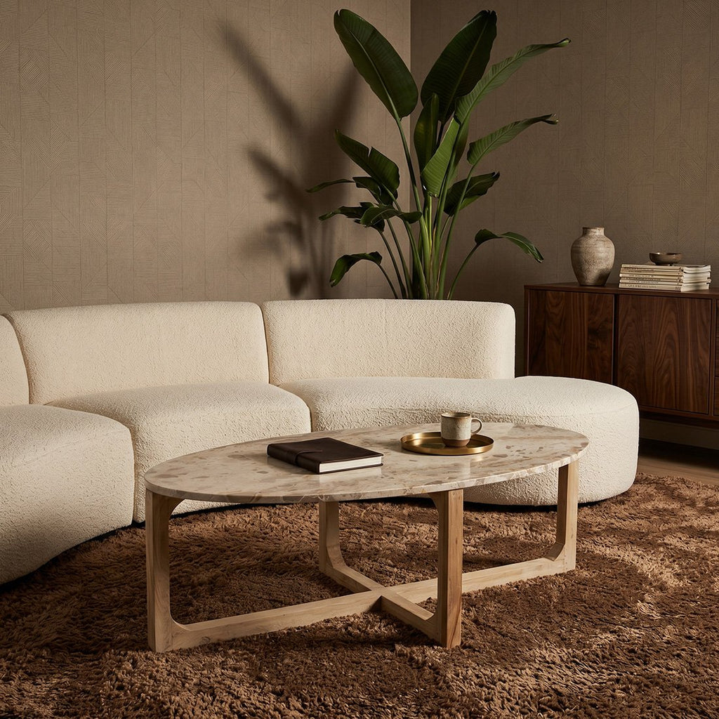 Marmeren salontafel créme - 120x60x38 cm