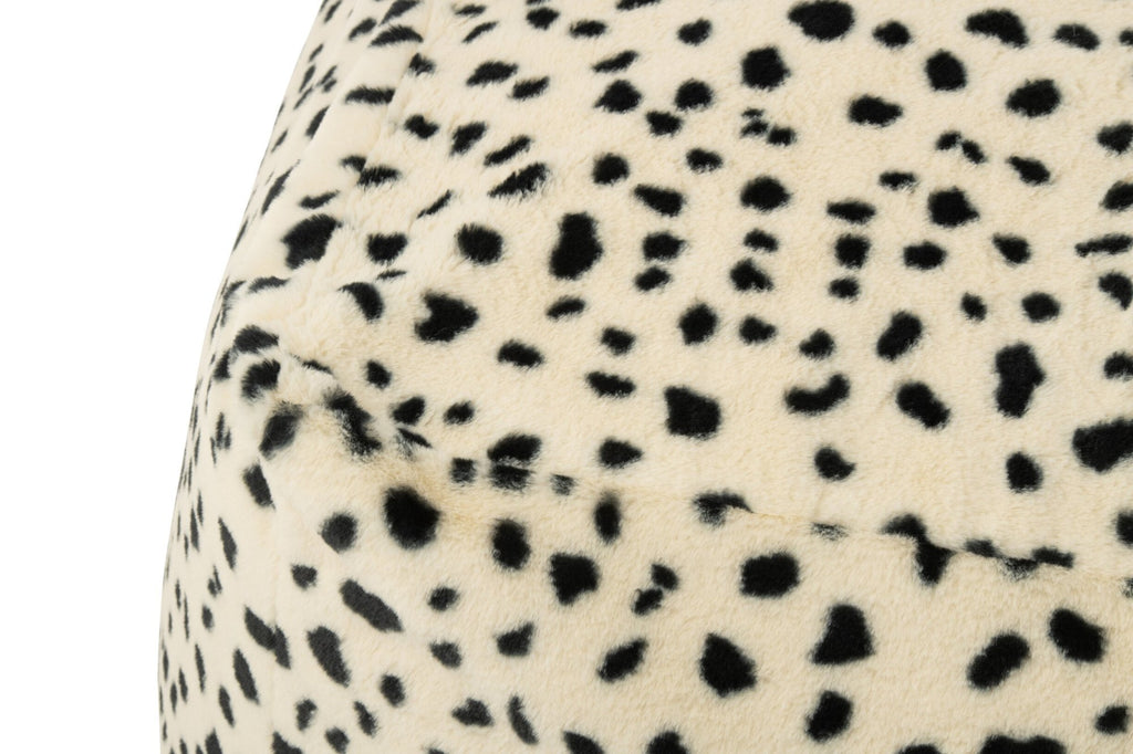 J-Line Poef met dalmatiërmotief - polyester - wit/zwart