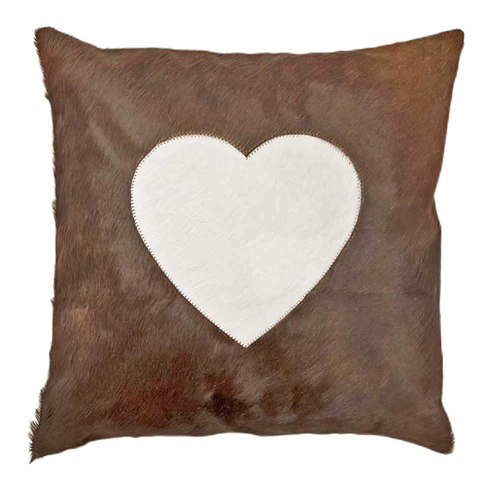 Kussen koe hart bruin 45x45cm
