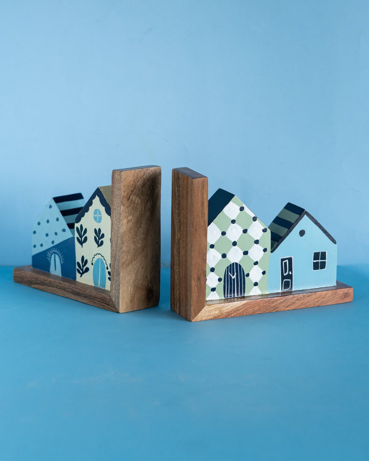 Book Nook Hanpdainted Boekensteunen - Set van 2