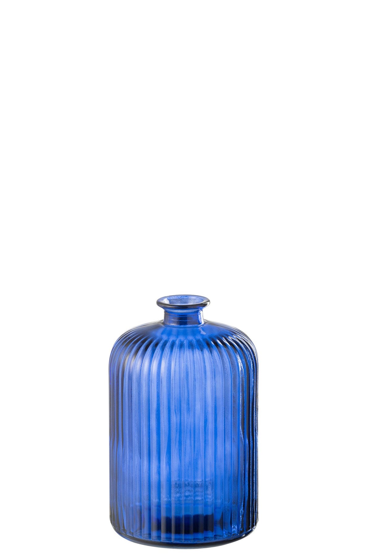 J-Line vaas Fles Stripe - glas - blauw - Ø 14.5 cm