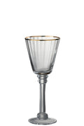 J-Line Rand wijnglas - witte wijn - glas - transparant/ goud