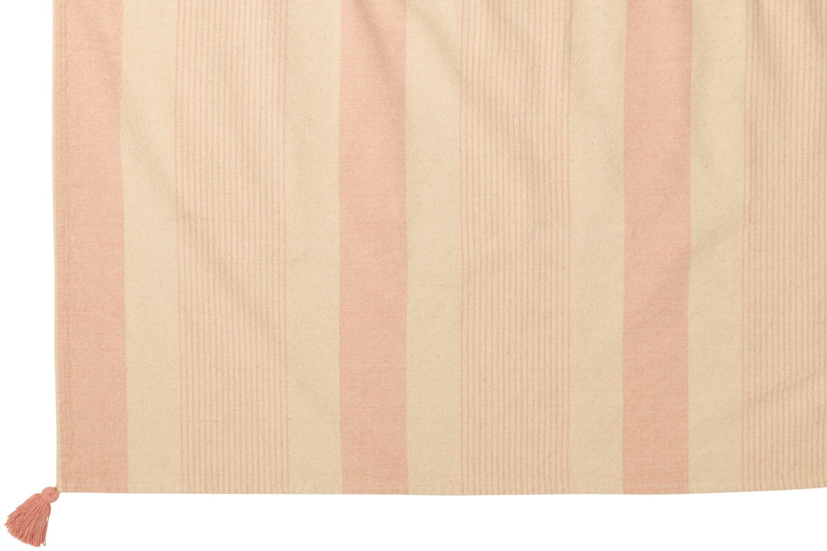 J-Line Plaid mik - katoen - wit/roze - 130 x 180 cm