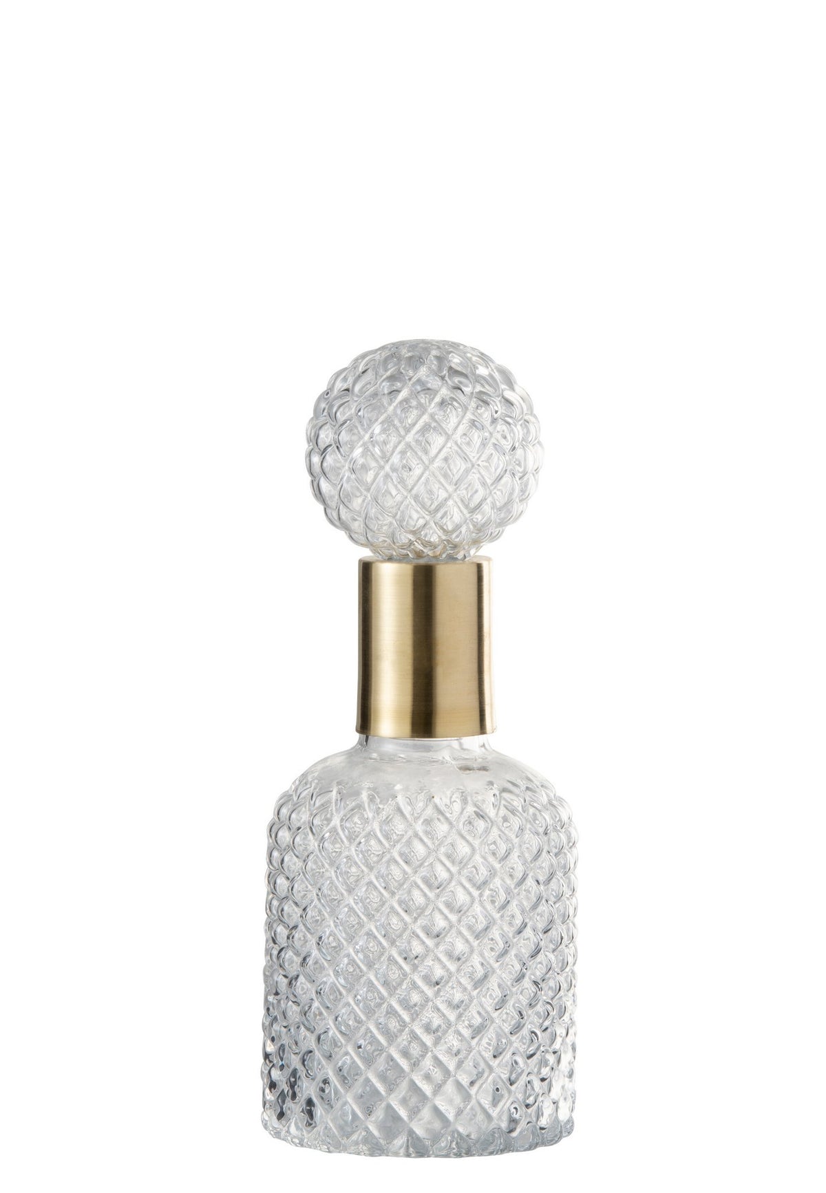 J-Line decoratie fles + stop Relief - glas - transparant - small