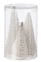 J-Line decoratie Kerstboom Glitter - kunststof - wit - doos van 4