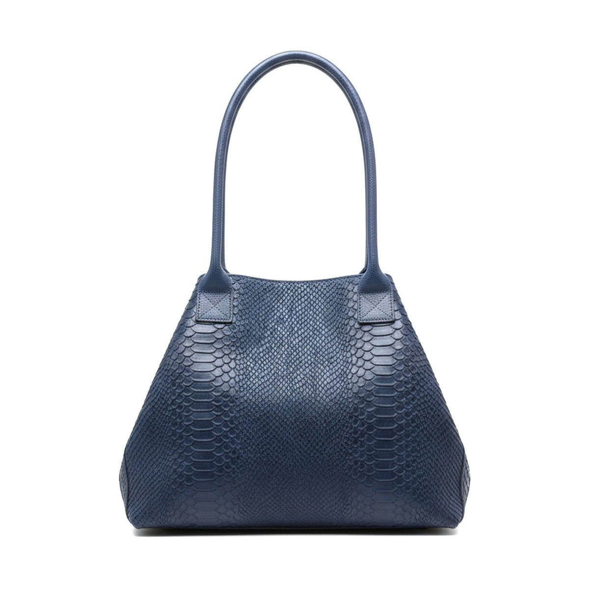 Lola – Italiaanse leren tas met python-reliëf – Marineblauw