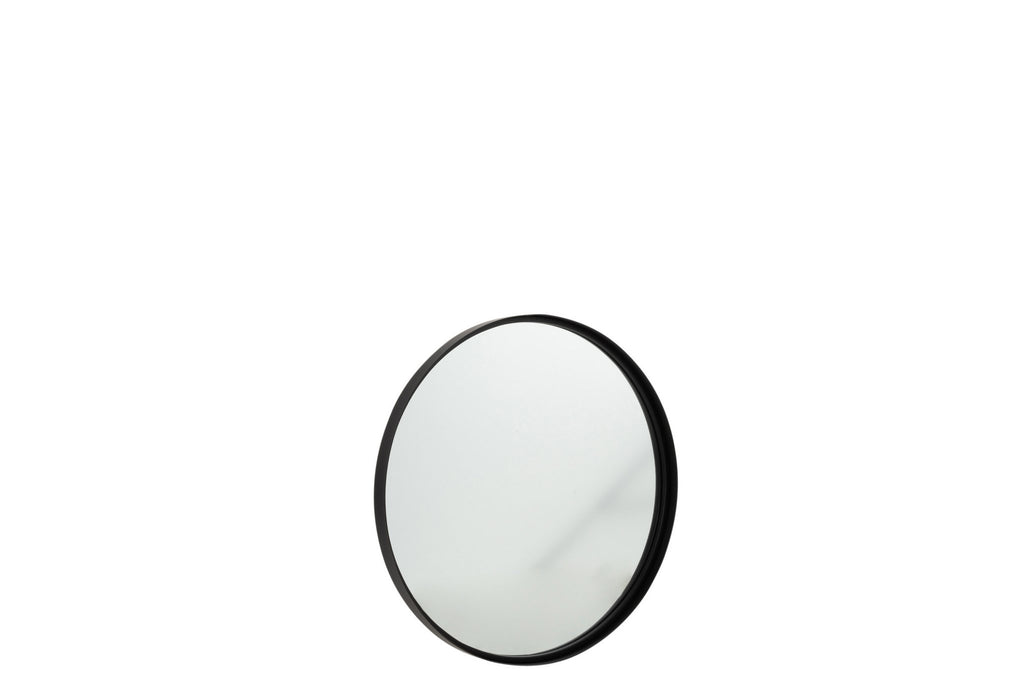 J-Line spiegel Rond Hoge Rand - metaal/glas - zwart - small - Ø 60 cm
