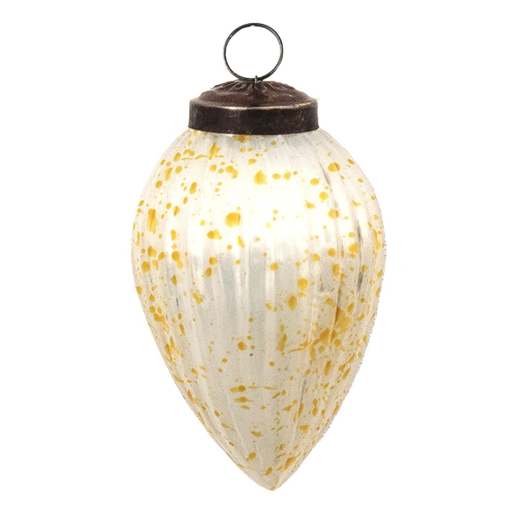 Kerstbal Ø 5 cm wit Geel Glas Kerstdecoratie