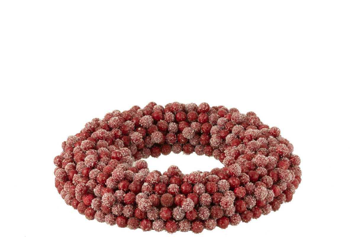 J-Line Krans Rond Bessen Plastiek Rood Small