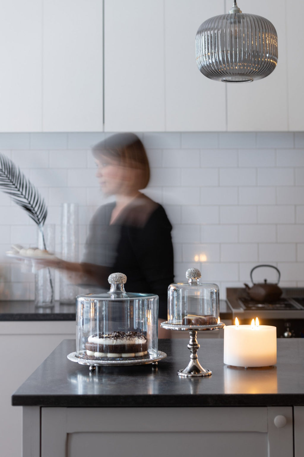 J-Line kaars 3 Vlammen - wit - medium - LED lichtjes