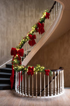 J-Line Hangende fluwelen strik - stof - kerstrood - large